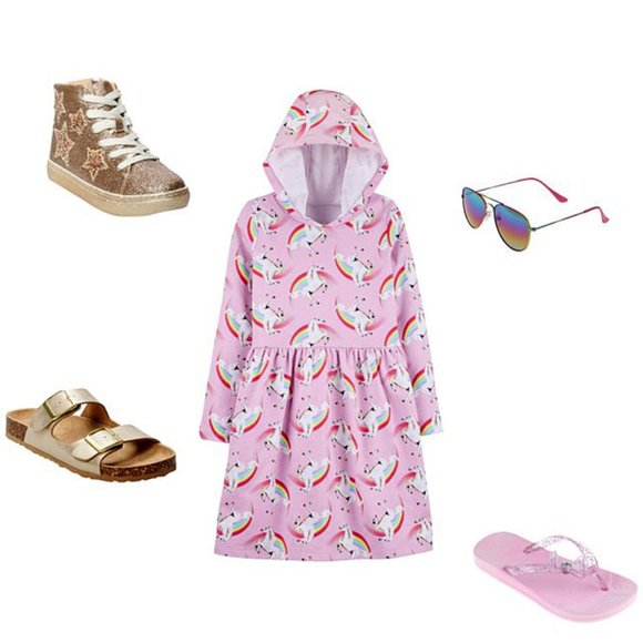 Carter's Girl's Hooded Unicorn French Terry Dress - Picture 4 of 7